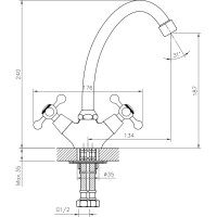 Двуручный смеситель для кухни Decoroom с высоким повортным изливом DR54028