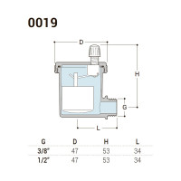 Автоматический воздухоотводчик SR Rubinetterie боковое подключение, 1/2" 0019-1500G000