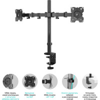 Настольный кронштейн для двух мониторов 13-32 дюймов ONKRON Black D221E