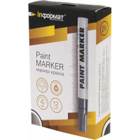 Маркер-краска INFORMAT PAINT PROFESSIONAL 4 мм, серебро, круглый, нитро-основа KRR04S