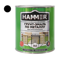 Грунт-эмаль по металлу HAMMER 3в1 б/с черная 2,7 кг ЭК000125870