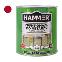 Грунт-эмаль по металлу HAMMER 3в1 б/с красная 2,7 кг ЭК000125865