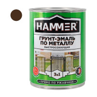Грунт-эмаль по металлу HAMMER 3в1 б/с шоколадная 0,9 кг ЭК000132857