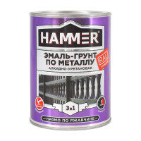 Эмаль-грунт по металлу HAMMER 3в1 АУ п/гл RAL 3005 винно-красный 0,9 кг ЭК000133627