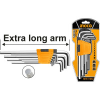 Набор шестигранников INGCO HEX 1.5-10мм Extra Long INDUSTRIAL HHK11092