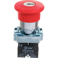 Кнопка ЭРА LAY5BS142, грибок с ключом, красный, d22мм, 240В, 1р 20/200/3200 Б0045637