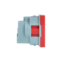 Розетка EKF 45х45, с заземлением, красная, прямая E2MR16-028-70