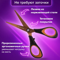 Ножницы BRAUBERG Heavy Duty, 165 мм, суперпрочные, титановое покрытие, 2-х сторонняя заточка 236789