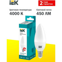Лампа IEK LED, C35, свеча, 5вт, 230В, 4000К, E14 LLE-C35-5-230-40-E14