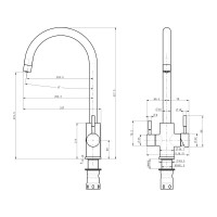 Смеситель для кухни OLIVE'S Balear под фильтр, нержавеющая сталь 13445BLB