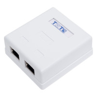 Настенная розетка 2 порта RJ-45, категория 6, экранированная, белая, TWT-SM2-4545/S6-WH