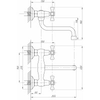 Смеситель для кухни FAUZT настенный, тип См-МДРНА FZs-490-07