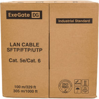 Кабель FTP ExeGate 4 пары, категория 5e, Special медь, 26AWG, экран, бухта 305м, серый, PVC 138967