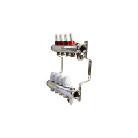 Коллекторная группа VRT 1"х3/4", евроконус, 4 выхода, c расходомерами 530143