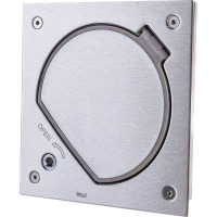 Влагостойкая основа с розеткой Simon, IP66 2PE Schuko К45 RJ45 5e UTP с замком, сталь KSE15USEC-23-72