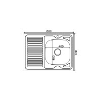 Мойка mixline 60х80х16 см, 0.6, правый выпуск 3 1/2, с сифоном 528017