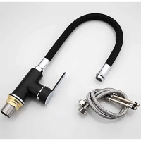 Смеситель для кухни FRAP 35к F4042 гибкий излив, гайка, боковая, черный 537596