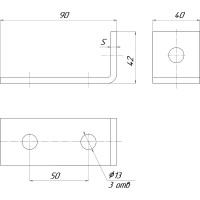 Угловая пластина УМС 90° 3 отв. PU-3