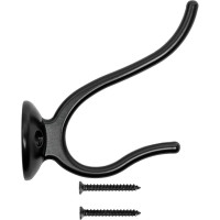 Двухрожковый мебельный крючок Kerron матовый черный KR-0190-BL