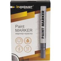 Маркер-краска INFORMAT PAINT PROFESSIONAL 4 мм, серебро, круглый, нитро-основа KRR04S