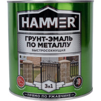 Грунт-эмаль по металлу HAMMER 3в1 б/с черная 2,7 кг ЭК000125870