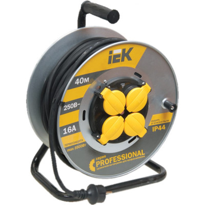 IEK Катушка УК40 на мет с т/з 4 места 2Р+PЕ/40м КГ 3х1,5мм2 IP44 