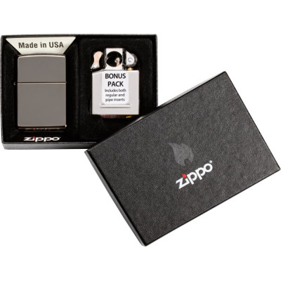 Zippo Подарочный набор : ветроустойчивая зажигалка Black Ice+вставной блок 29789