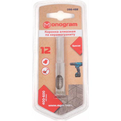 MONOGRAM Коронка алмазная Special 12х65мм , 086-488
