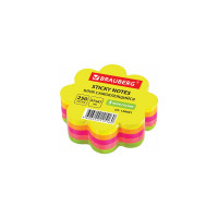 Блок самоклеящийся (стикеры) BRAUBERG фигурный, НЕОН Цветок, 250 л, 5 цветов 126691