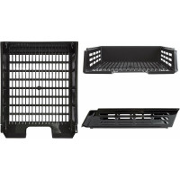 Горизонтальный лоток для бумаг BRAUBERG "Basic", А4, 360x270x75 мм, с пазами, сетчатый, черный 237011