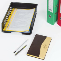 Горизонтальный лоток для бумаг BRAUBERG "Basic", А4, 360x270x75 мм, с пазами, сетчатый, черный 237011