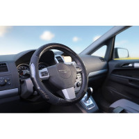 Оплетка на руль SENATOR Oregon нескользящая кожа, M, 38 см, карбон OPLS0401