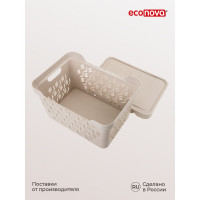 Универсальный ящик Econova Deluxe с крышкой, 380х276х220 мм, 18 л светло-бежевый 433205934