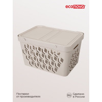 Универсальный ящик Econova Deluxe с крышкой, 380х276х220 мм, 18 л светло-бежевый 433205934