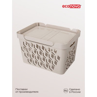 Универсальный ящик Econova Deluxe с крышкой, 380х276х220 мм, 18 л светло-бежевый 433205934