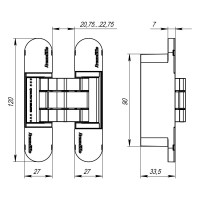 Петля скрытой установки ARMADILLO 12060UN3D SC с 3D-регулировкой, матовый хром, 2 шт. TECH 43377