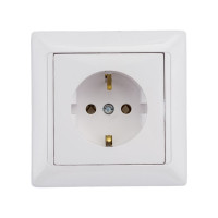 Розетка Bylectrica 1-местная СУ с заз.конт., серия СТИЛЬ, белый, РС16-306