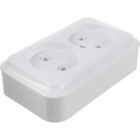 Розетка Bylectrica, 2-местная ОУ, серия ПРАЛЕСКА, белый РА16-260