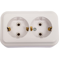 Розетка Bylectrica, 2-местная ОУ с заземляющим контактом, серия ПРАЛЕСКА, белый РА16-261