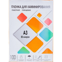 Плёнка для ламинирования ГЕЛЕОС А3, 80 мкм, 100 шт, 303х426мм, глянцевая, LPA3-80