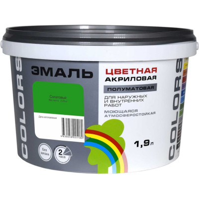 Универсальная цветная эмаль Радуга Colors ВД-АК 220 салатовый, 1,9 л 4630058025180 4607017515297