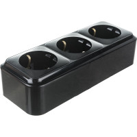 Розетка Bylectrica 3-местная ОУ с заз.конт., серия ПРАЛЕСКА, черный, РА16-265 черный