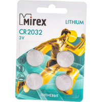 Батарея Mirex, литиевая CR2032 3V 4 шт ecopack 23702-CR2032-E4
