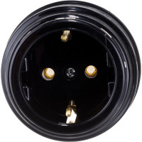 Розетка Bylectrica РА16-0202 1-местная с заз. контакт. 16А ОУ, серия РЕТРО, черный