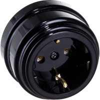 Розетка Bylectrica РА16-0202 1-местная с заз. контакт. 16А ОУ, серия РЕТРО, черный