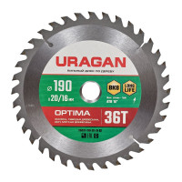 Диск пильный по дереву Optima 190х20/16 мм, 36Т URAGAN 36801-190-20-36_z01