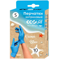 Нитриловые перчатки EcoLat голубые, 10 шт./уп., размер M 73035/M