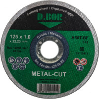 Диск отрезной по металлу METAL-CUT (125x1.0x22.23 мм; A60T-BF; F41) D.BOR F41-MC-125-10-22