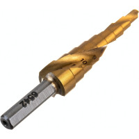 Сверло ступенчатое по металлу SPIRAL HSS-TiN 4-12х1/70 мм D.BOR SDSP-TIN-04-12-06