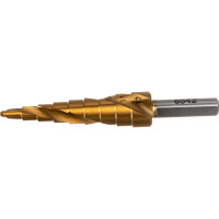 Сверло ступенчатое по металлу SPIRAL HSS-TiN 4-12х1/70 мм D.BOR SDSP-TIN-04-12-06